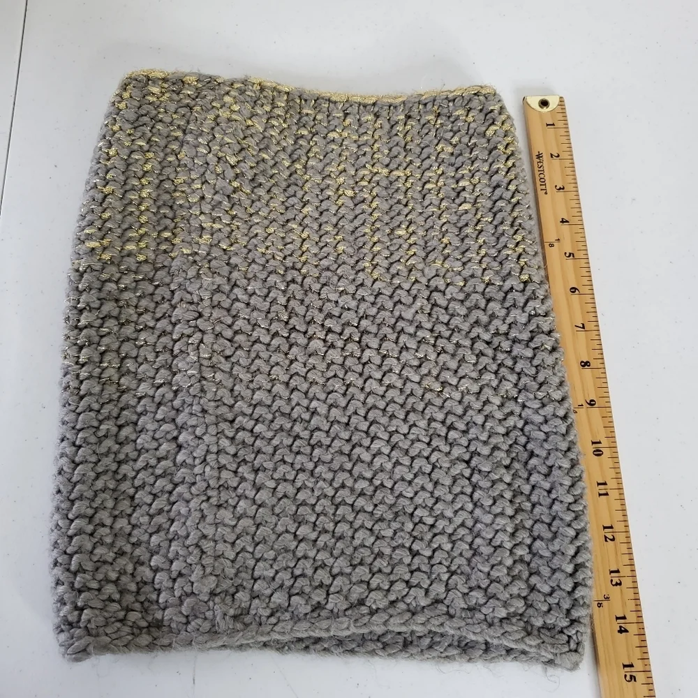 Verloop Knit Hat and Neck Scarf Set Gray and Metallic Slouchy Skull Cap Cowl